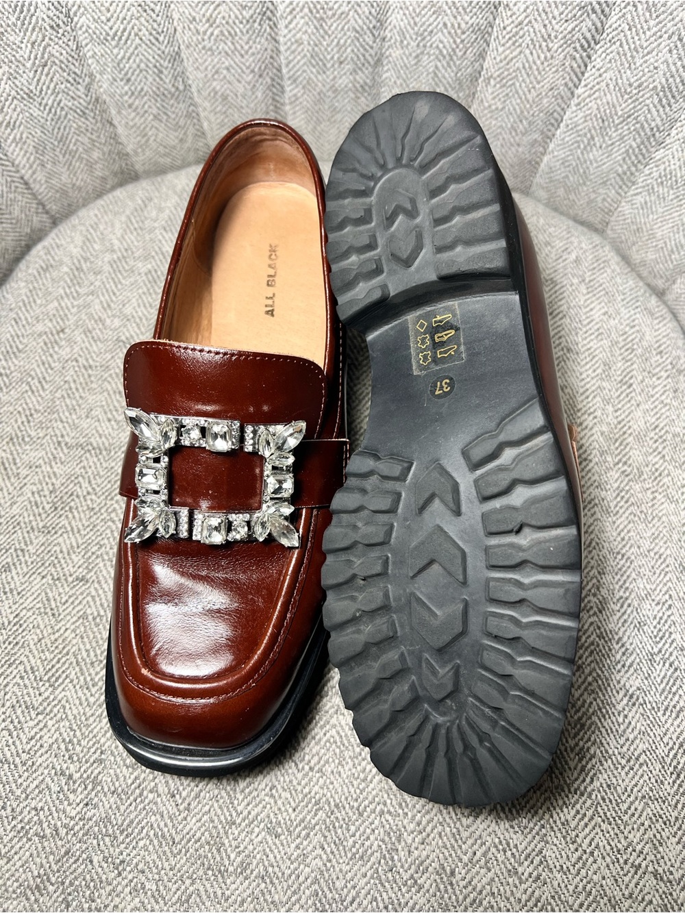 ALL BLACK Elton Lugg Loafer Women's Slip On Wine Brown EU 37 - US 6.5
